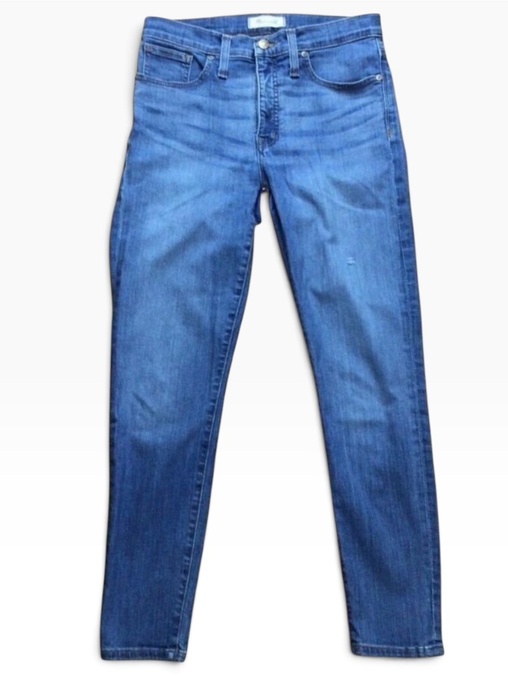 Madewell 9´´ High Rise Skinny Crop Blue Jeans Size 28 Ripped Distressed Denim